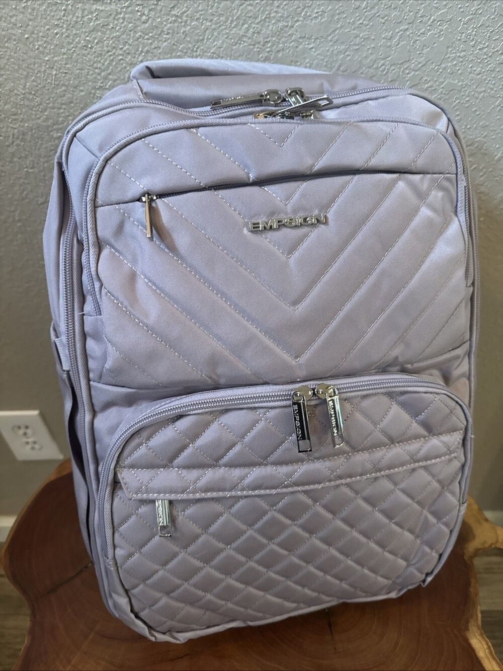 15.6 Inch Grey Pink Laptop Backpack Work Bag Fashion w/ USB Port Waterproof NWT